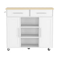 Artiss Kitchen Island Trolley 100cm White Rolling Storage Cart