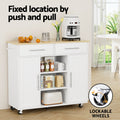 Artiss Kitchen Island Trolley 100cm White Rolling Storage Cart