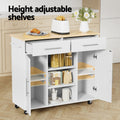 Artiss Kitchen Island Trolley 100cm White Rolling Storage Cart