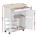 Artiss Kitchen Island Trolley Rolling Cart Storage Drawer Cupboard