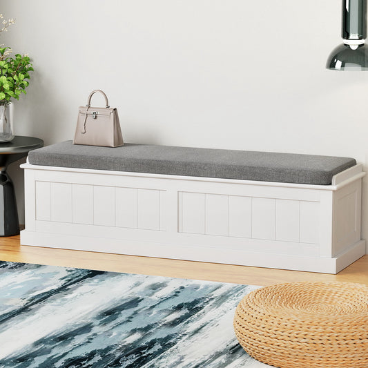 Artiss 140cm Storage Ottoman Blanket Box Fluted Grey