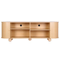 Artiss 180cm TV Unit Storage Shelf Curved Edge Sliding Fluted Style Door Pine