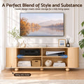 Artiss 180cm TV Unit Storage Shelf Curved Edge Sliding Fluted Style Door Pine