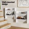 Artiss Shoe Rack 2-Tier 12 Pairs Wall Mounted White x2