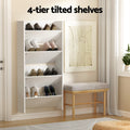 Artiss Shoe Rack 2-Tier 12 Pairs Wall Mounted White x2