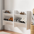 Artiss Shoe Rack 2-Tier 12 Pairs Wall Mounted White x2