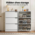 Artiss Shoe Rack Cabinet 24 Pairs Adjustable Shelves White