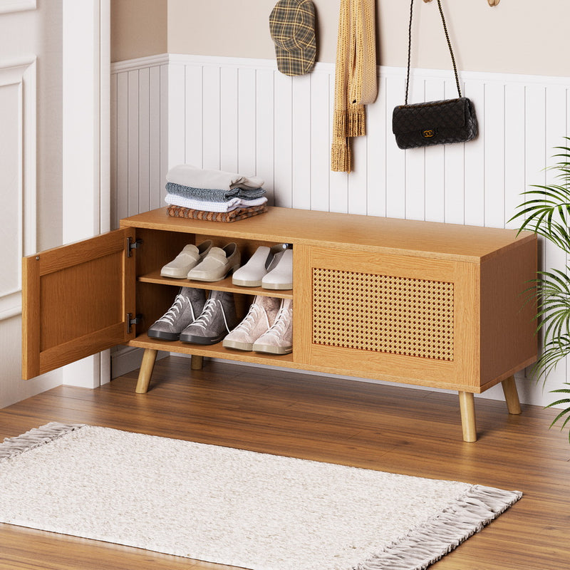 Artiss Shoe Rack Bench 10 Pairs Rattan Starlyn Storage