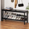 Artiss Shoe Rack Cabinet Bamboo Bench 10 Pair Black
