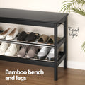 Artiss Shoe Rack Cabinet Bamboo Bench 10 Pair Black