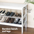 Artiss Shoe Rack Cabinet Bamboo Bench 10 Pairs White