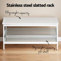 Artiss Shoe Rack Cabinet Bamboo Bench 10 Pairs White