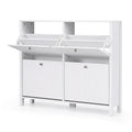 Artiss Shoe Cabinet 4 Flip Drawers Fluted Style Adjustable Shelves White