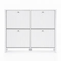 Artiss Shoe Cabinet 4 Flip Drawers Fluted Style Adjustable Shelves White