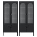 Artiss 2x Buffet Sideboard Cabinet Pantry 5-Tier Storage Cupboard Fluted Black