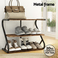 Artiss 3 Tier Shoe Rack Cabinet Black Shoe Storage Stand