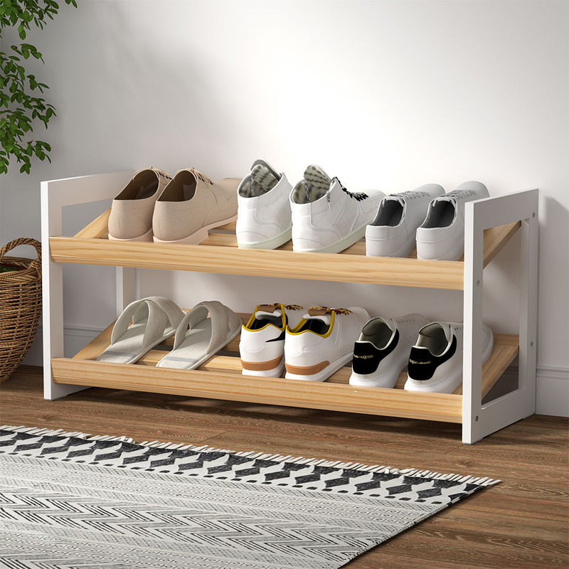 Artiss Shoe Rack 2 Tier 6 Pairs White