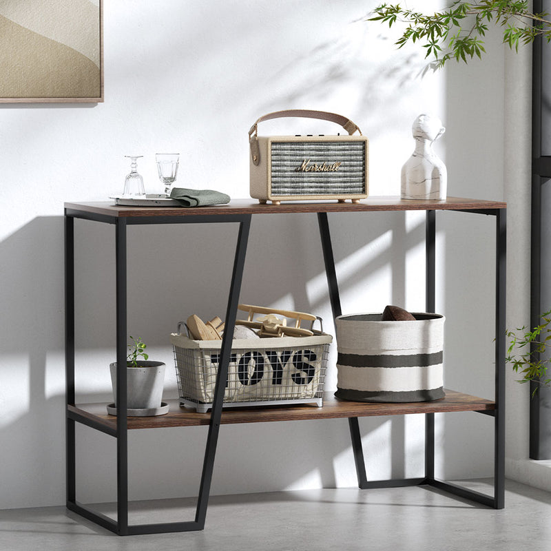Artiss Console Table 106cm 2-Tier Walnut Cora