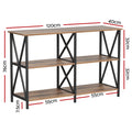 Artiss Console Table 120cm 3-Tier Walnut Xiah