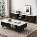 Artiss TV Unit Coffee Table Set Storage Shelf Black