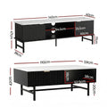 Artiss TV Unit Coffee Table Set Storage Shelf Black