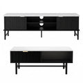 Artiss TV Unit Coffee Table Set Storage Shelf Black