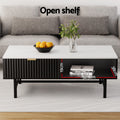 Artiss TV Unit Coffee Table Set Storage Shelf Black