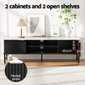 Artiss TV Unit Coffee Table Set Storage Shelf Black