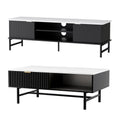Artiss TV Unit Coffee Table Set Storage Shelf Black