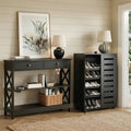 Artiss Shoe Rack Cabinet Console Table Black Storage Shelf