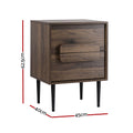 Artiss Bedside Table 2 Drawer Nightstand Walnut