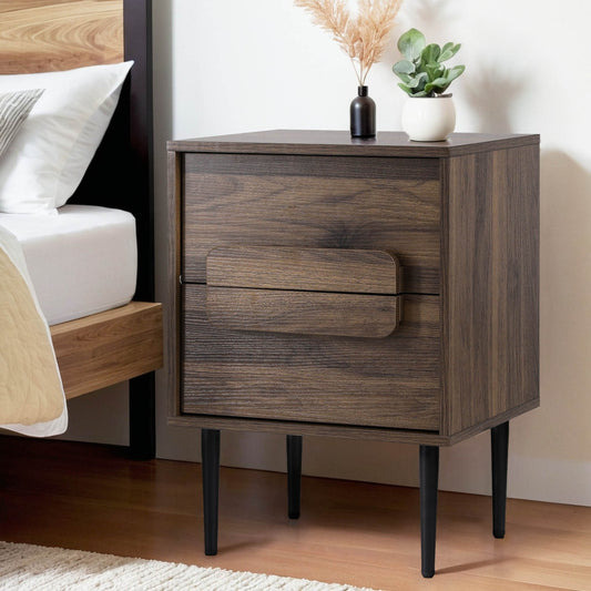 Artiss Bedside Table 2 Drawer Nightstand Walnut