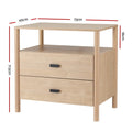 Artiss Bedside Table Nightstand 2 Drawers Pine Wood