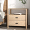 Artiss Bedside Table Nightstand 2 Drawers Pine Wood