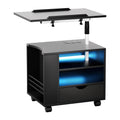 Artiss Bedside Table USB LED Lamp Laptop Tray Adjustable