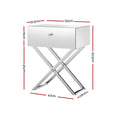 Artiss Mirrored Bedside Table 2 Drawer Nightstand Silver