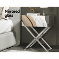 Artiss Mirrored Bedside Table 2 Drawer Nightstand Silver
