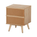 Artiss Rattan Bedside Table 2 Drawer Nightstand Oak Storage