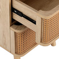 Artiss Rattan Bedside Table 2 Drawer Nightstand Oak Storage