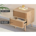 Artiss Rattan Bedside Table 2 Drawer Nightstand Oak Storage