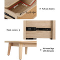 Artiss Rattan Bedside Table 2 Drawer Nightstand Oak Storage