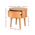 Artiss Bedside Table 2 Drawers Oak Curved Nightstand Storage