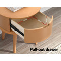 Artiss Bedside Table 2 Drawers Oak Curved Nightstand Storage