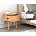 Artiss Bedside Table 2 Drawers Oak Curved Nightstand Storage