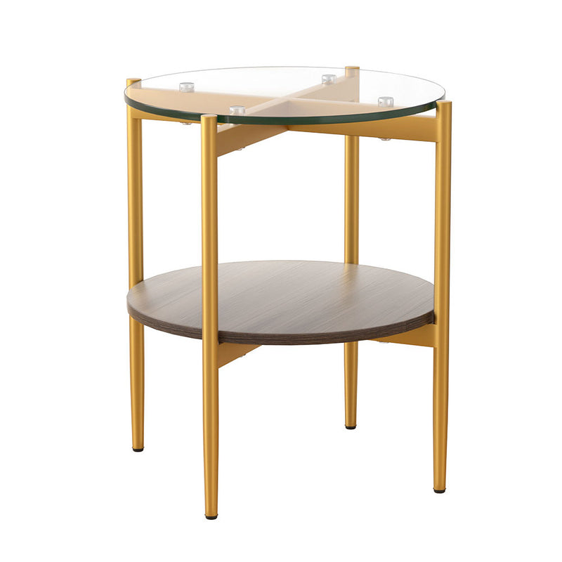 Artiss 45cm Round Coffee Table Tempered Glass