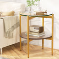 Artiss 45cm Round Coffee Table Tempered Glass