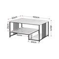 Artiss Coffee Table 100cm Faux Marble Finish Center Table 2-Tier Storage White&Black