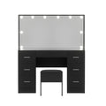 Artiss Dressing Table Vanity Desk 10 LED Bulbs Stool Black