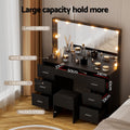 Artiss Dressing Table Vanity Desk 10 LED Bulbs Stool Black