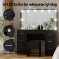 Artiss Dressing Table Vanity Desk 10 LED Bulbs Stool Black